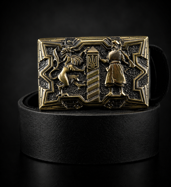 UNFOLK buckle leather belt (Gold)サイズ1 Guardians of Ukraine Leather Belt | Brass Buckle | Ukieology