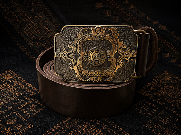 Hutsul Sun Leather Belt | Brass Buckle | Ukieology – Ukieology