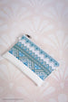 Faux Leather Clutch "Blue Embroidery"