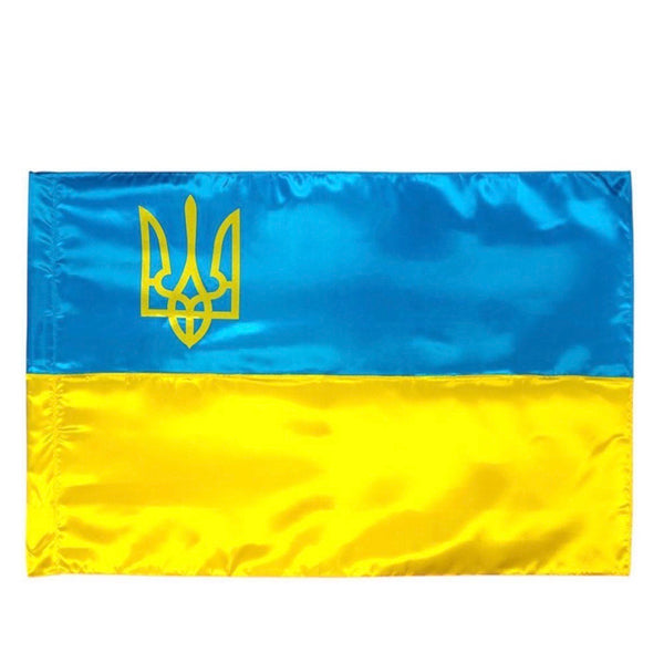 Large Ukrainian Flag with Tryzub- Satin