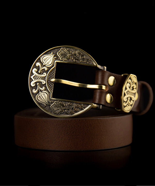 Women’s Leather Belt with Buckle "Flower"