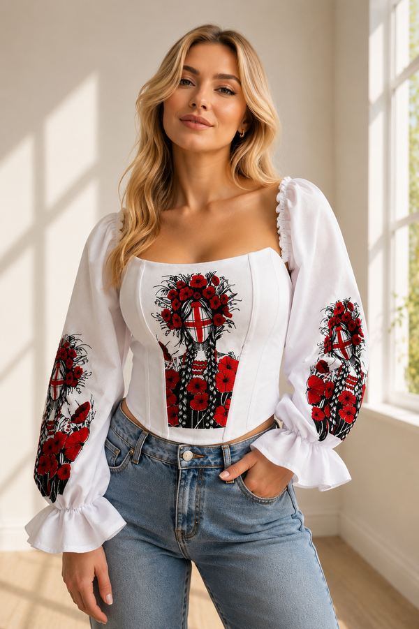 White Motanka Corset with Sleeves