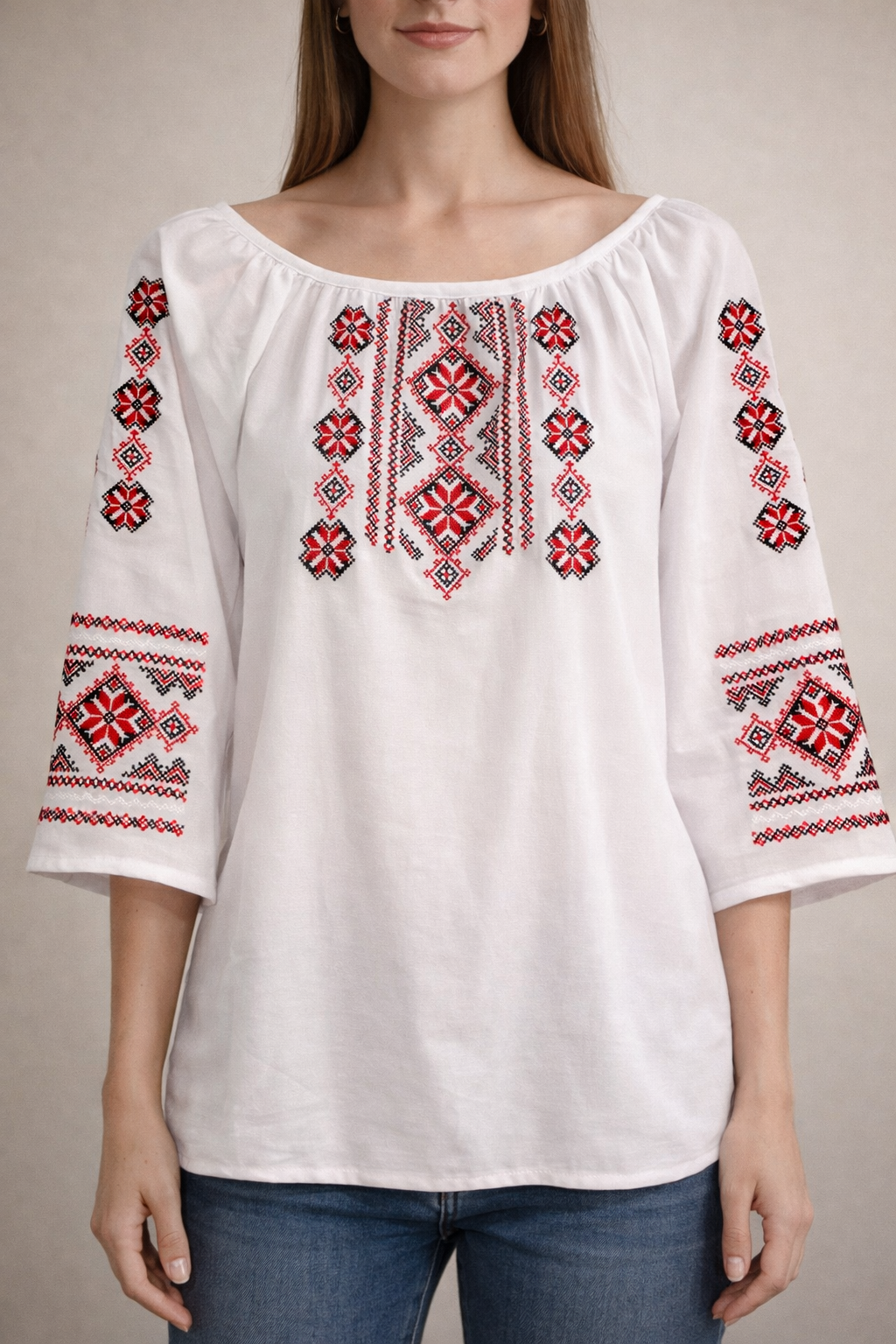 White Chiffon Embroidered Blouse