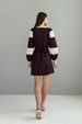 Brown Linen Dress with Lace Details