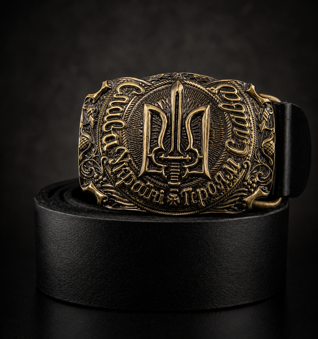 Leather Belt with Buckle “Glory to Ukraine"