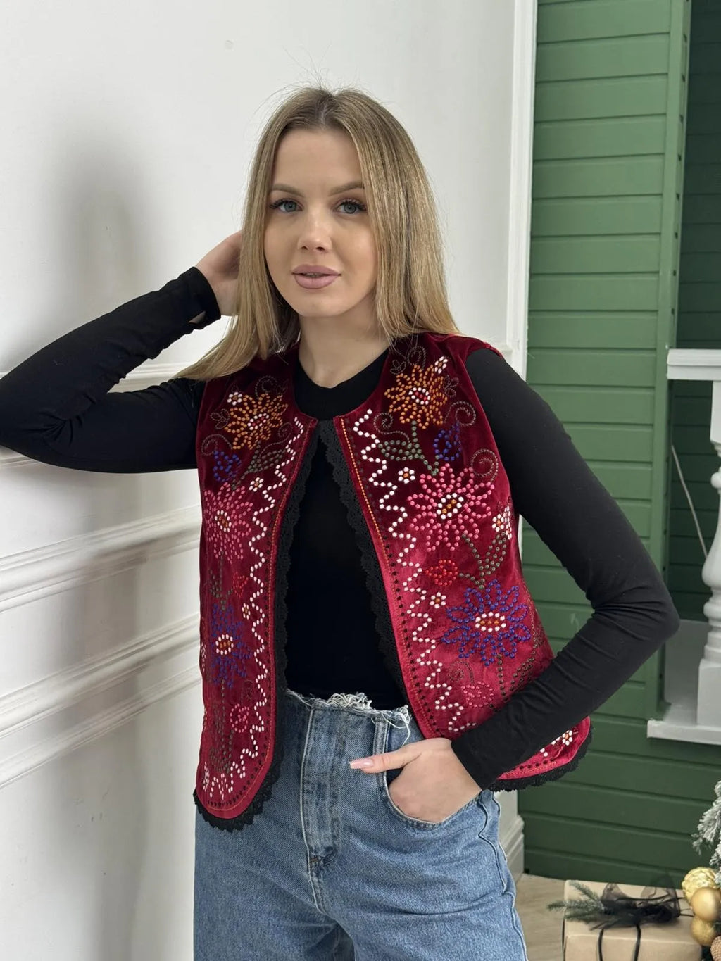 Burgundy Velvet Velour Vest