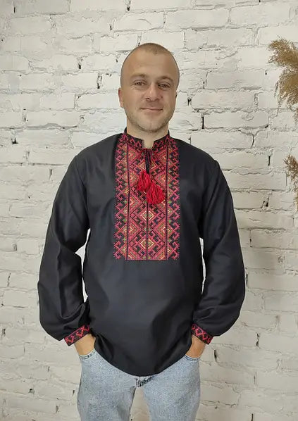 Black Men’s Embroidered Shirt “Vladyslav”