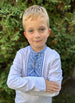 Boy's White Long Sleeve Shirt "Oleksa”- Blue