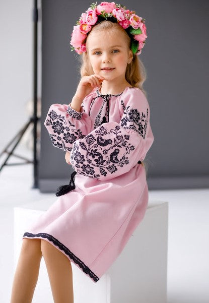 Girl's Pink Dress "Ptashka"