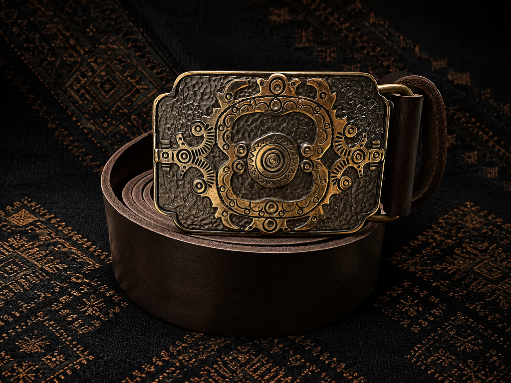 Leather Belt with Buckle “Hutsul Sun”