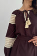 Brown Linen Dress with Lace Details