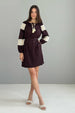 Brown Linen Dress with Lace Details