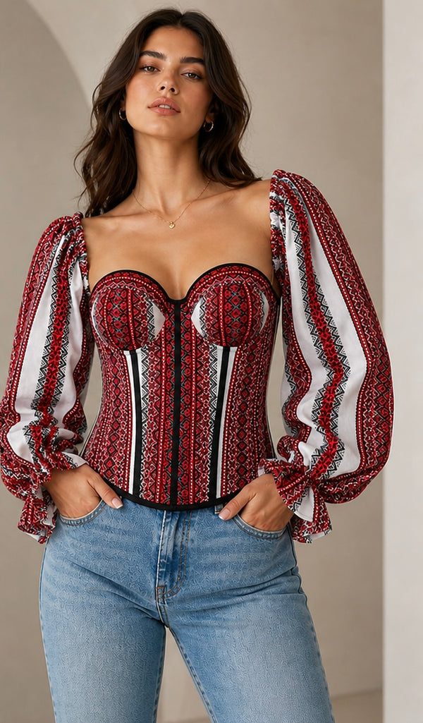 Corset with Matching Sleeves- Long Bodice