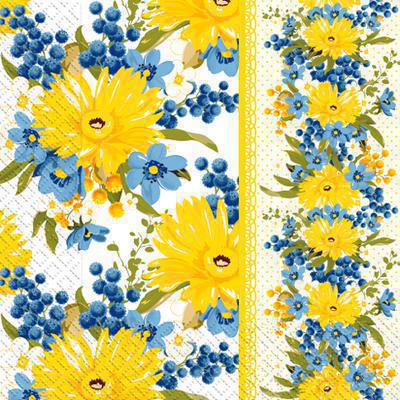 Paper Napkins “Blue and Yellow Flowers”- 18 pk