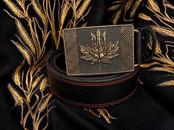 Leather Belt with Buckle “Maple Trident”