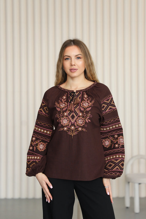 Blouse "Bozhena"- Chocolate