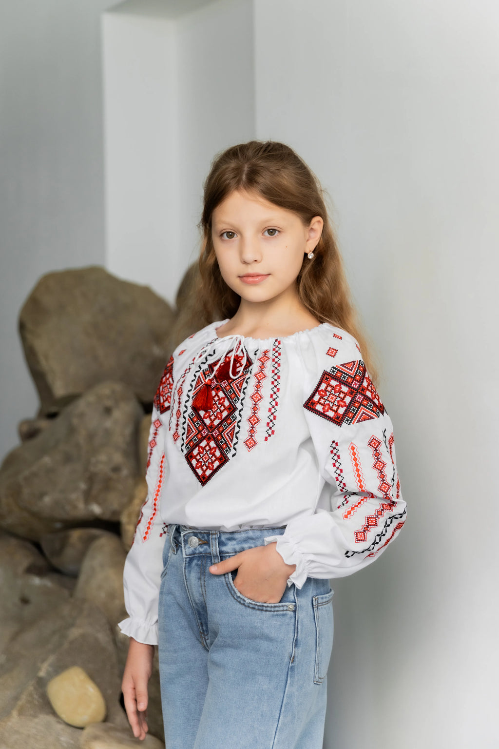 Girl's Blouse "Odarka"- Red