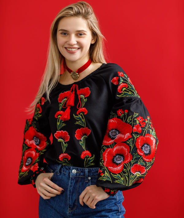 Embroidered Blouse "Gorgeous Poppy"