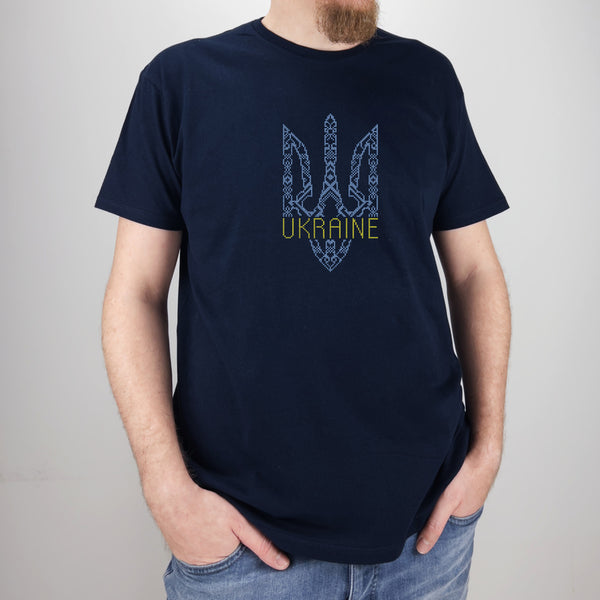 Navy T-shirt “Cross-Stitched Tryzub”