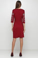 Raspberry Red Embroidered Dress “Grey Geometric”