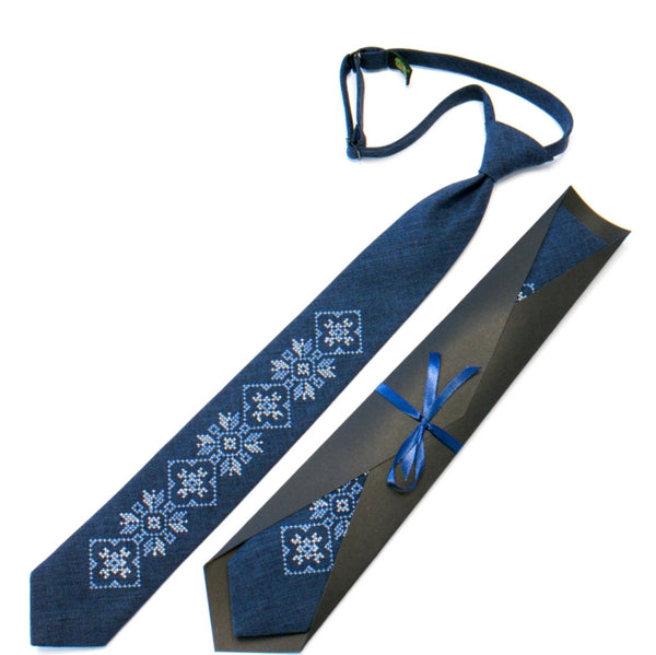 Teen’s Embroidered Tie-Navy #003