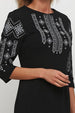 Black Embroidered Dress “Grey Geometric”