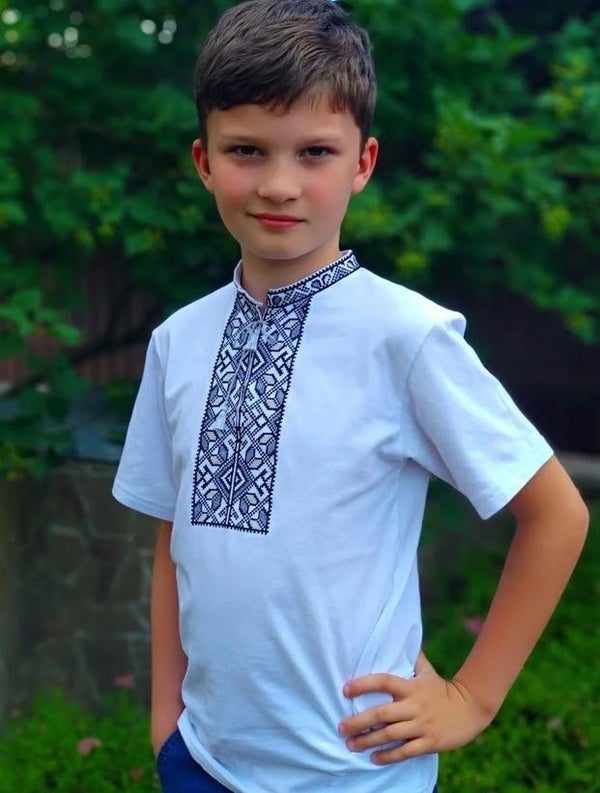 Boy's T-shirt "Podil’ska” with Grey Embroidery