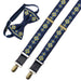Men's Embroidered Bowtie and Suspenders Set - Blue and Yellow