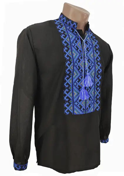Black Men’s Embroidered Shirt “Ivan”