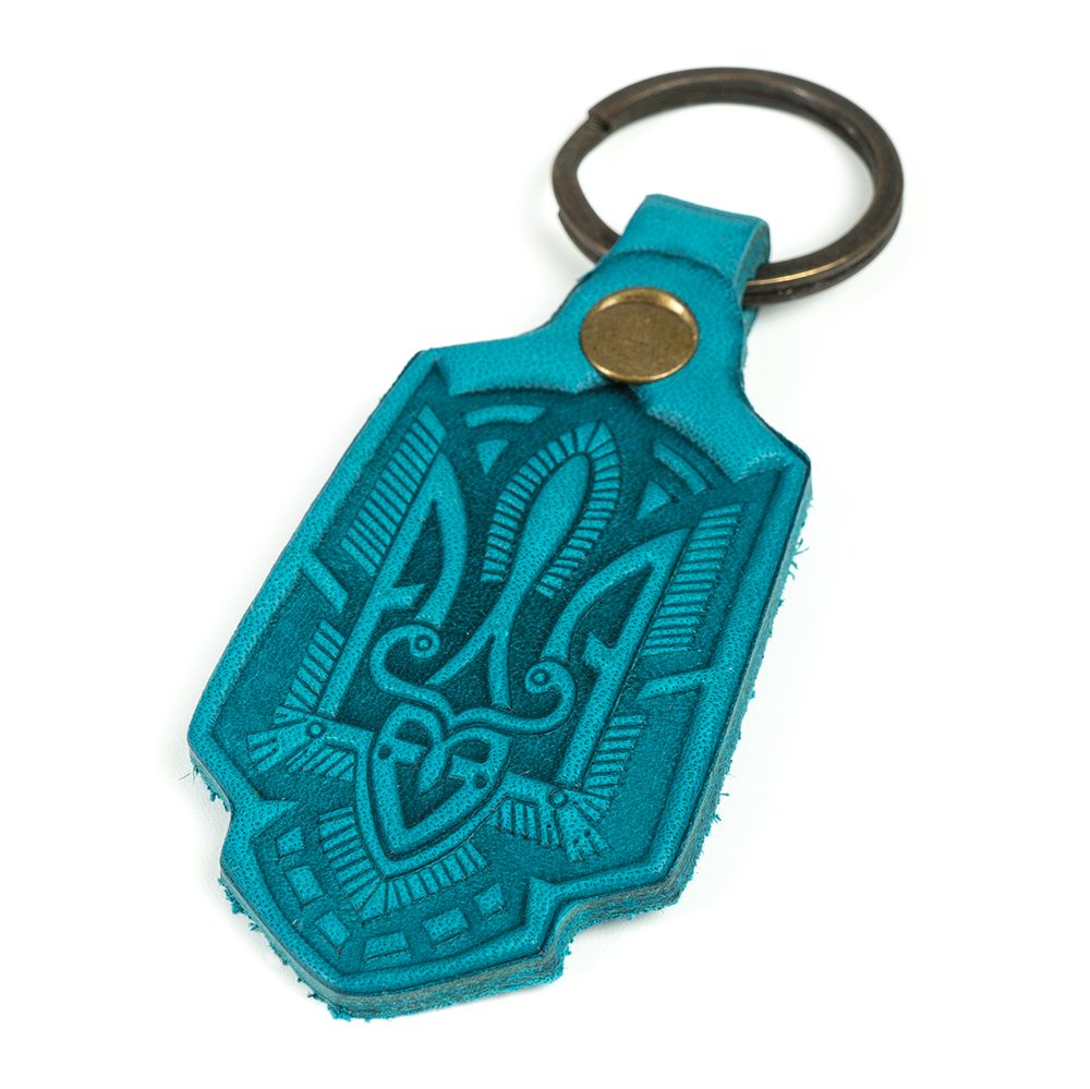 Leather Keychain "Tryzub"