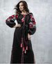 Black Linen Dress-“Red Rose”