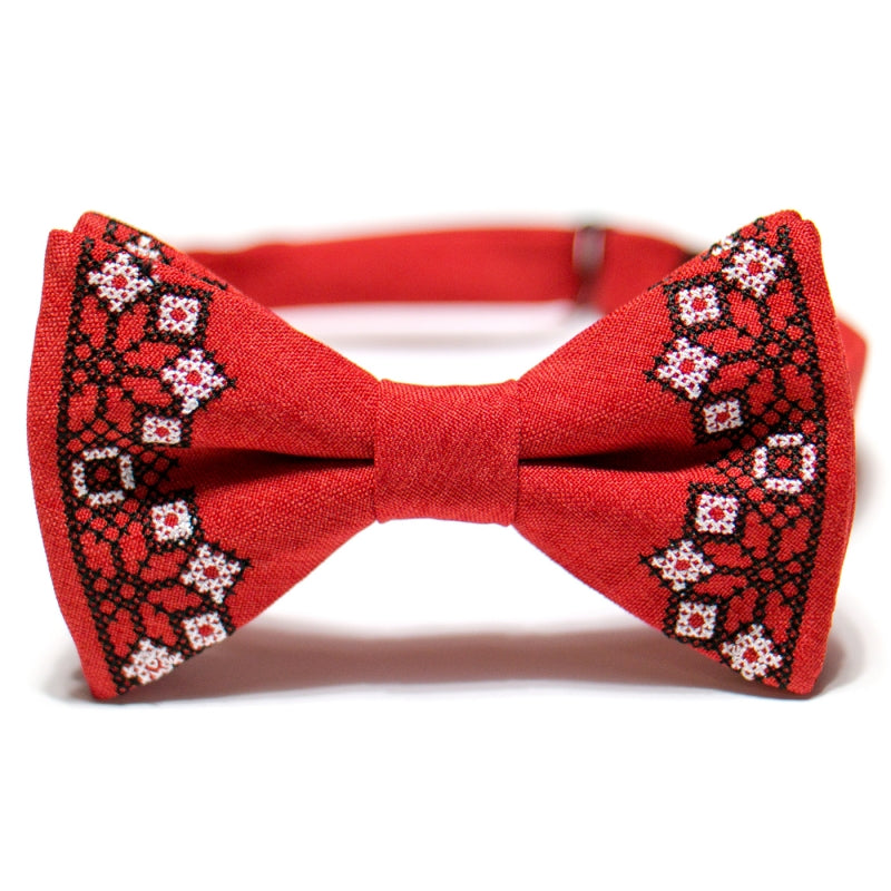 Men's Embroidered Bowtie- Red