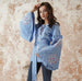 Women’s Embroidered Blouse with Fan Sleeves- Blue