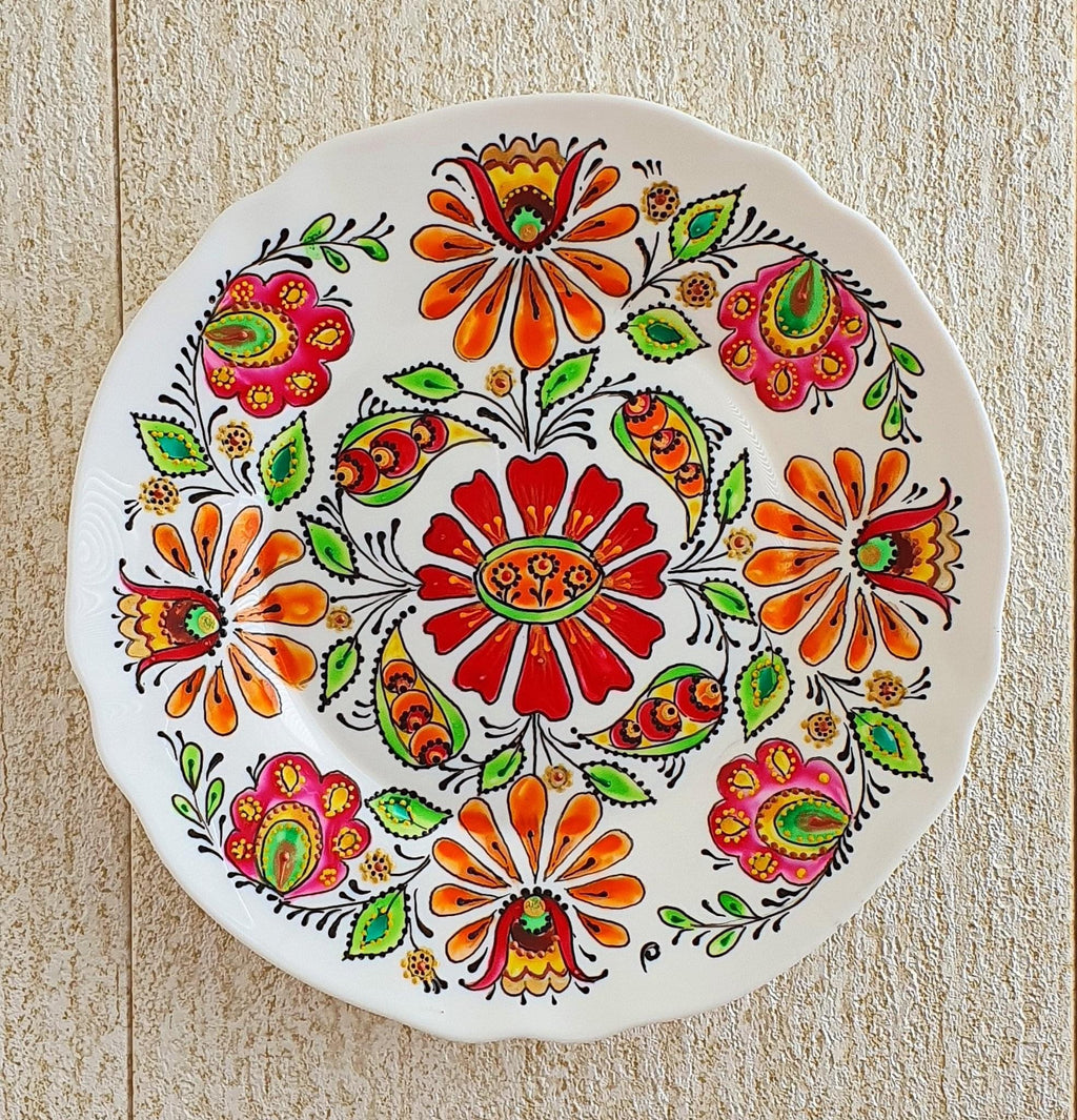 Hand-Painted Porcelain Plate “Orange Flowers”