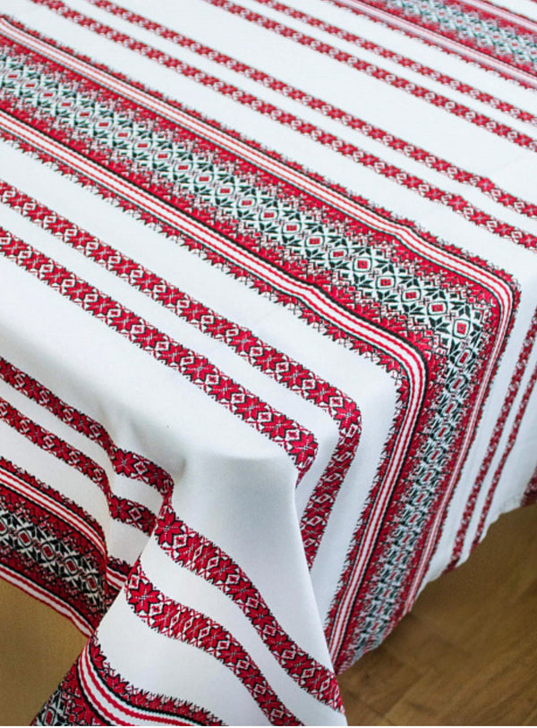 Red and Black Embroidered Tablecloth