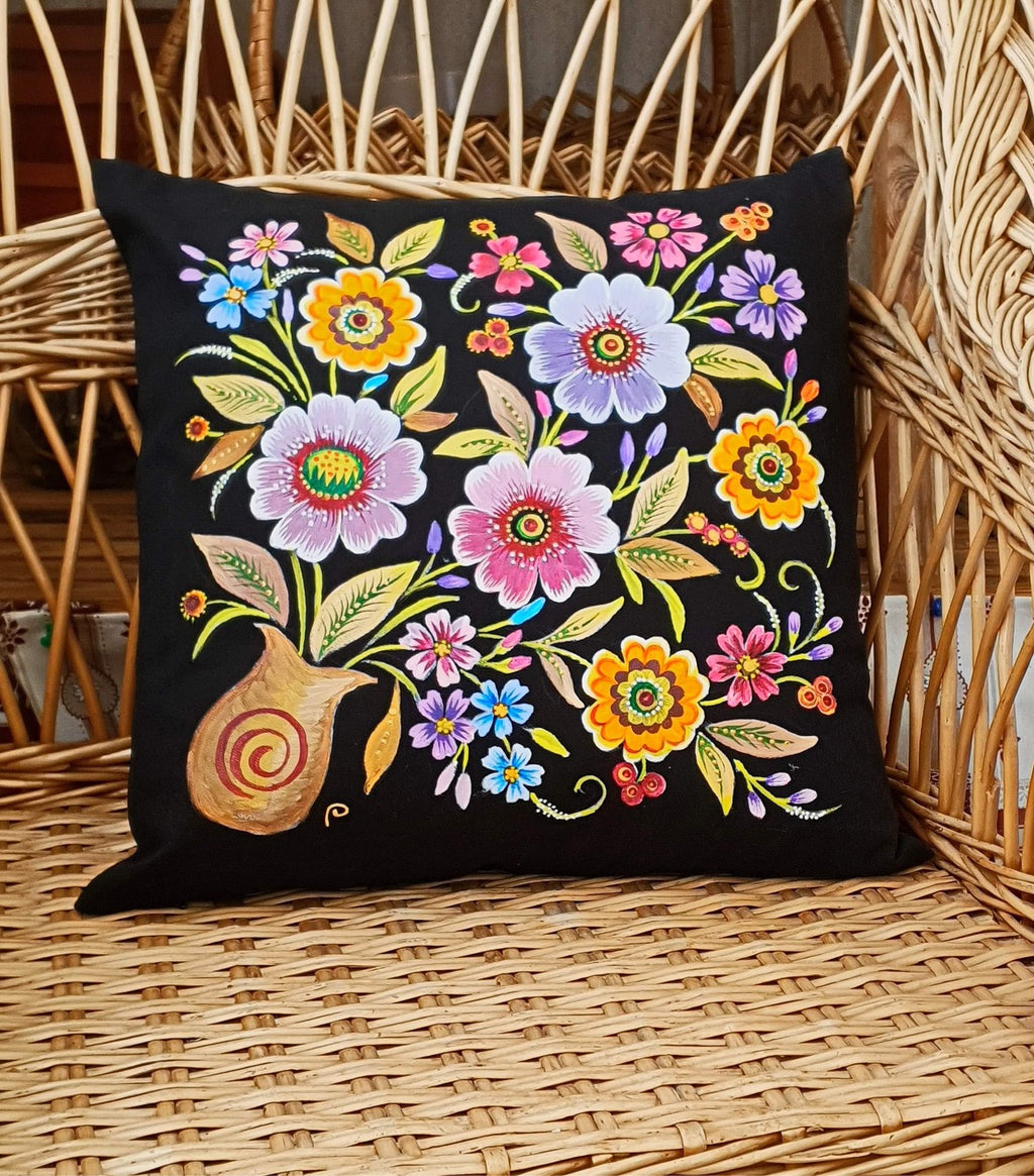 Hand Painted Pillow - “Flower Bouquet”