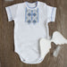 Short Sleeve Baby Onesie- “Blue and Yellow”