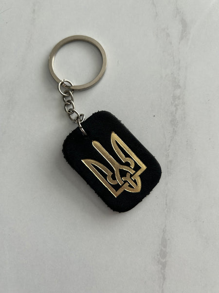 Black Leather Keychain-“Tryzub” – Ukieology Fashion and Decor