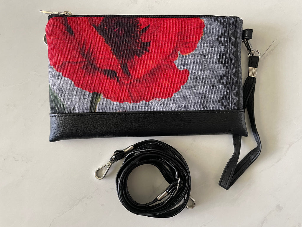Faux Leather Clutch “Red Poppy”