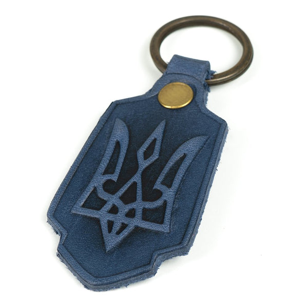 Leather Keychain "Tryzub"