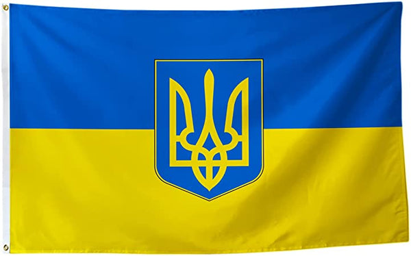 Large Ukrainian Flag with Tryzub