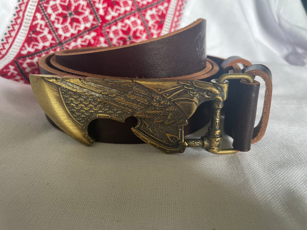 Leather Belt with Buckle “Carpathian Hawk”