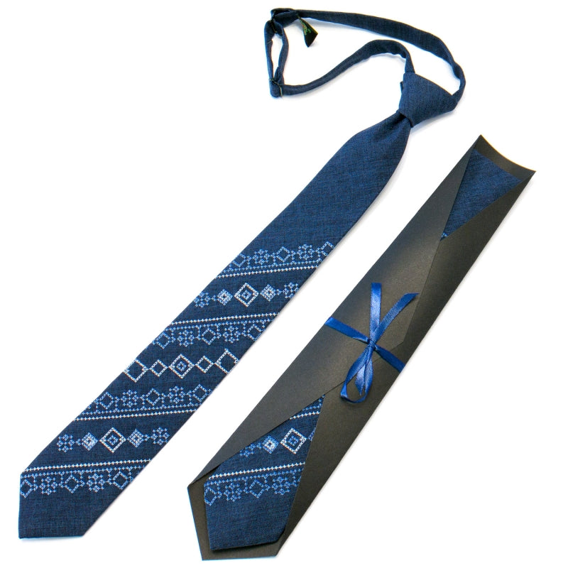 Teen’s Embroidered Tie-Navy #001