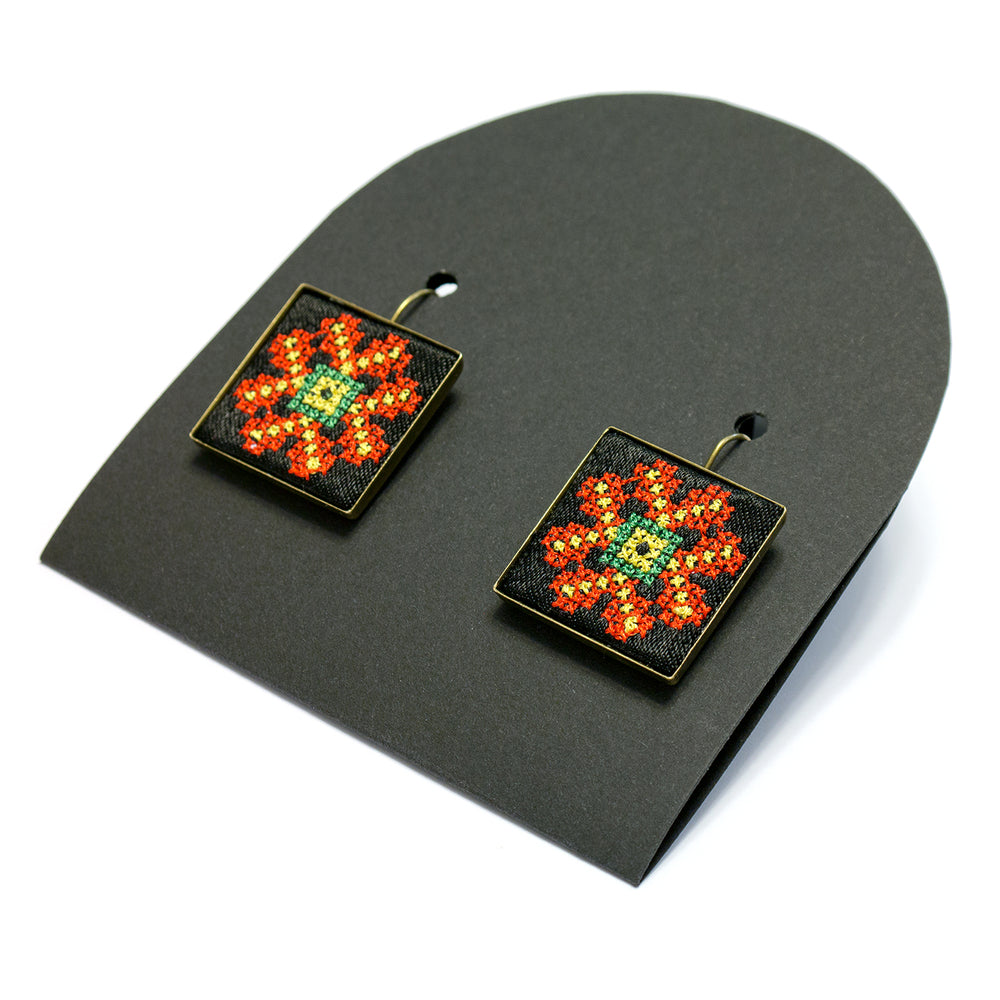 Embroidered Earrings- Various Colours