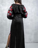 Black Linen Dress-“Red Rose”