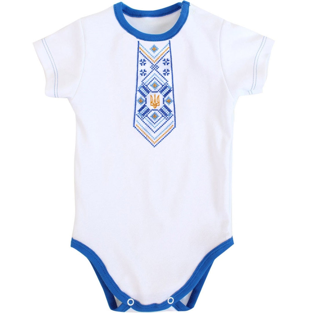 Baby Embroidered Onesie - Tryzub Necktie