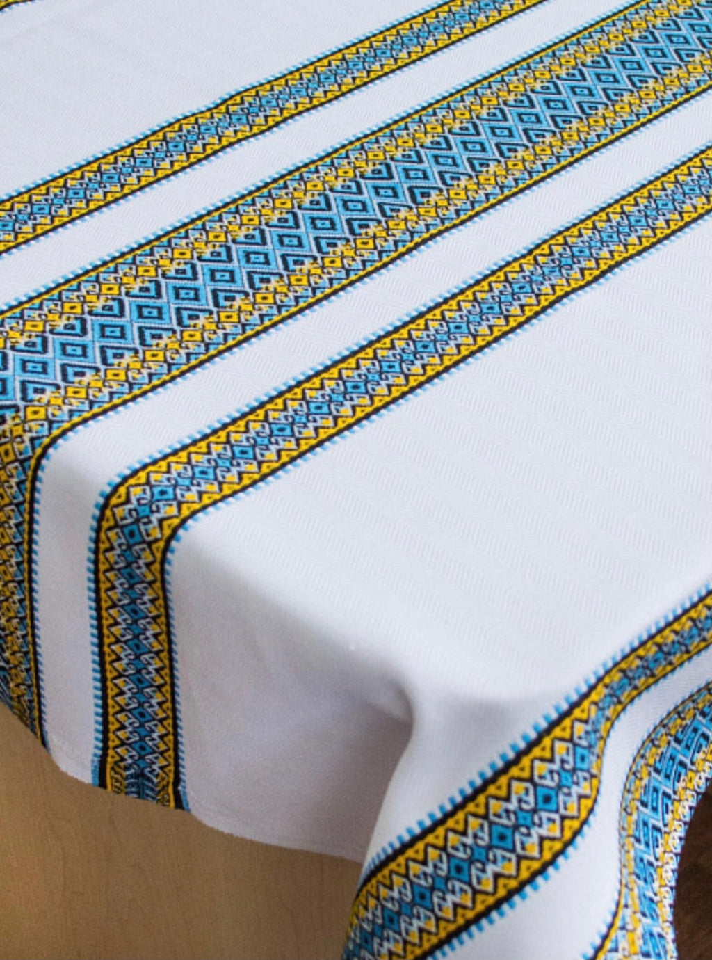 Blue and Yellow Embroidered Tablecloth