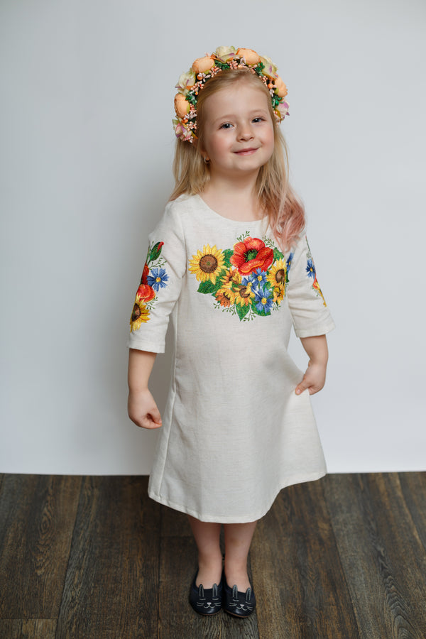 Girl's Dress "Ukrainian Bouquet"