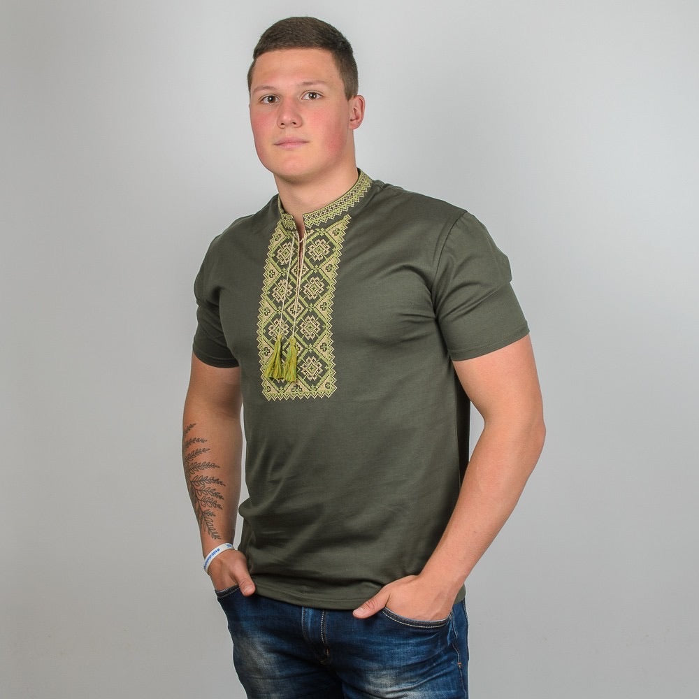 Kosar T-shirt - Green and Beige