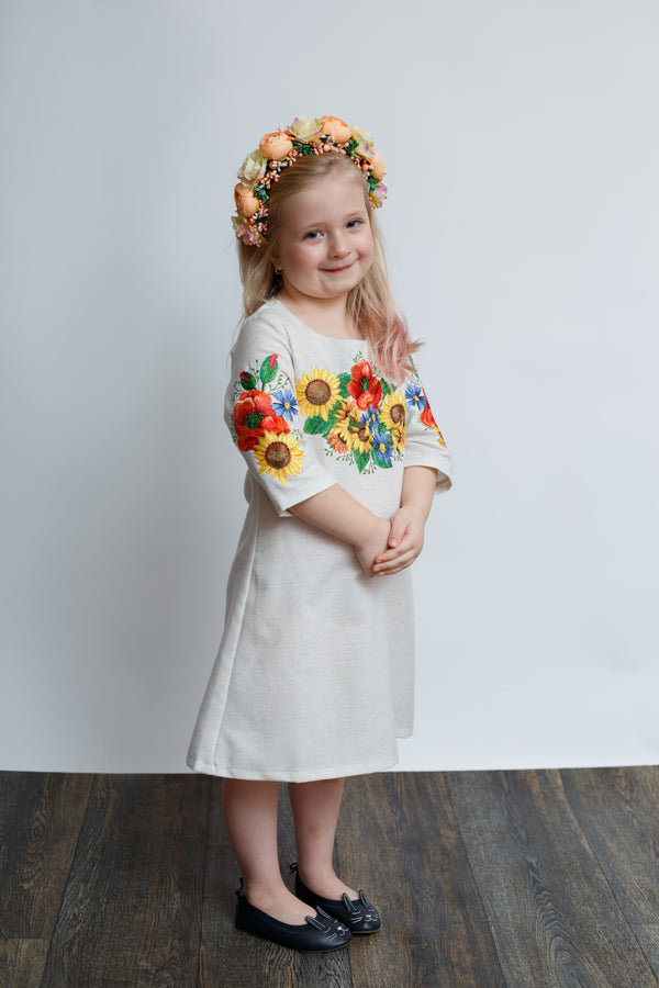 Girl's Embroidered Dress "Ukrainian Bouquet"